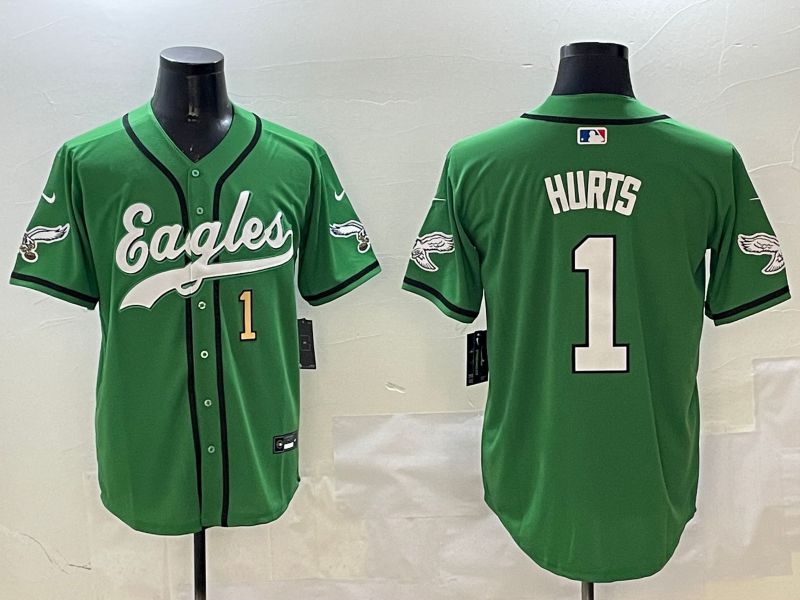 Men Philadelphia Eagles #1 Hurts Green three generations Jointly Name 2025 Nike Limited NFL Jersey style 12->colorado rockies->MLB Jersey